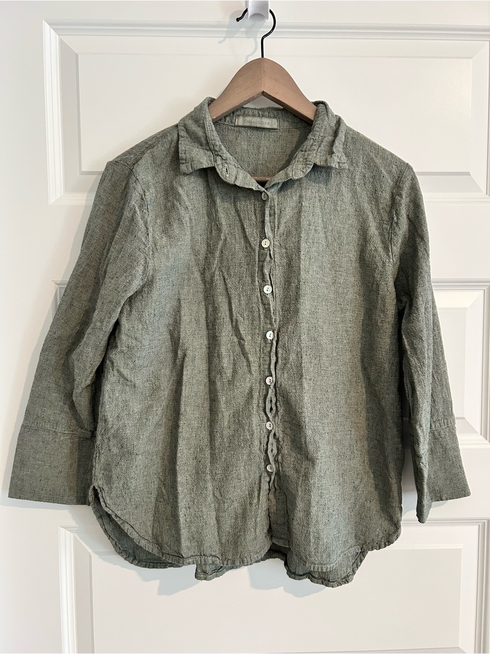 Cut Loose Linen Shirt Greenish Greenish Gray Size M